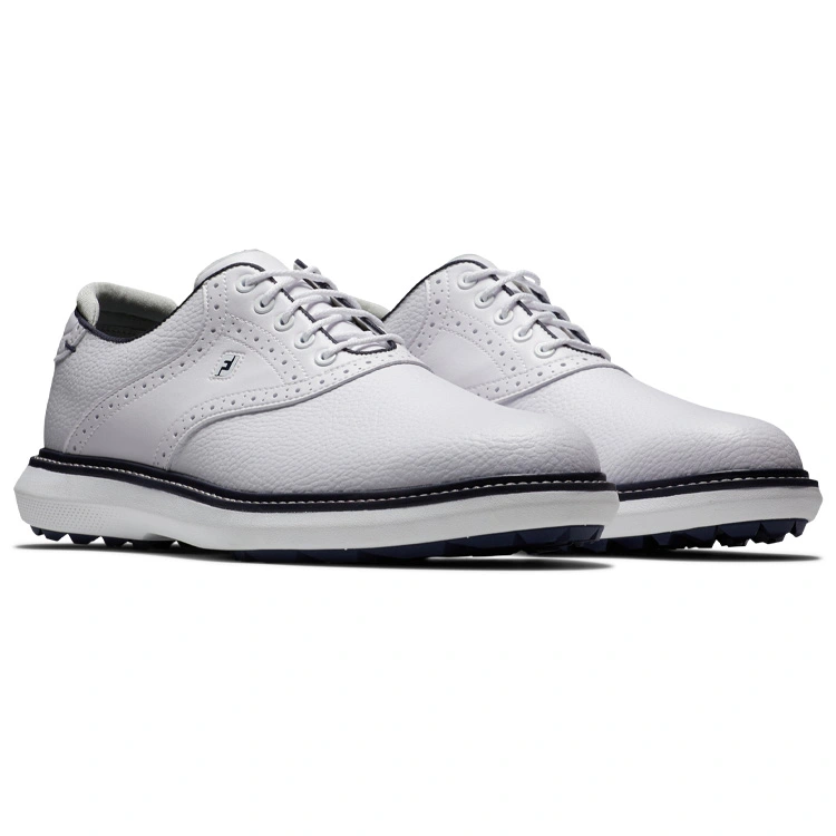 Footjoy Mens Traditions Spikeless Golf Shoes - White/Navy 4 Footjoy Mens Traditions Spikeless Golf Shoes - White/Navy - Image 2