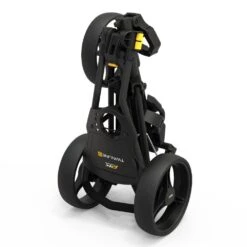 PowaKaddy Twinline 5 Golf Push Trolley - Black -Golf Equipment Store Powakaddy TL5 Black Folded Angled Max Quality