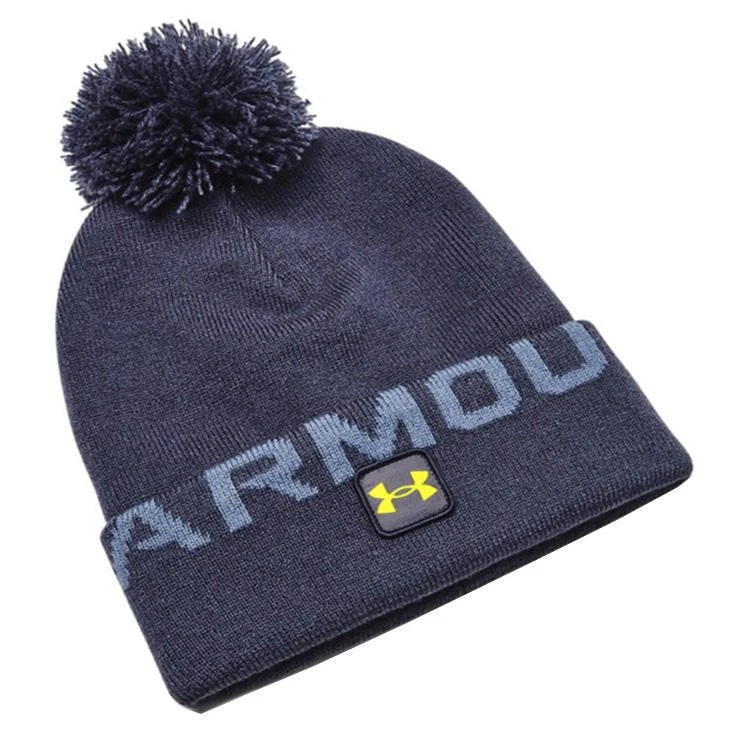 Men's Under Armour Halftime Fleece Pom Golf Beanie - Tempered Steel/Aurora Purple/Yellow Ray 3 Men's Under Armour Halftime Fleece Pom Golf Beanie - Tempered Steel/Aurora Purple/Yellow Ray