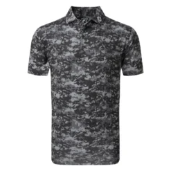 FootJoy Cloud Camo Lisle Golf Shirt - Black