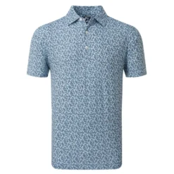 FootJoy Confetti Print Pique Golf Polo Shirt - Blue