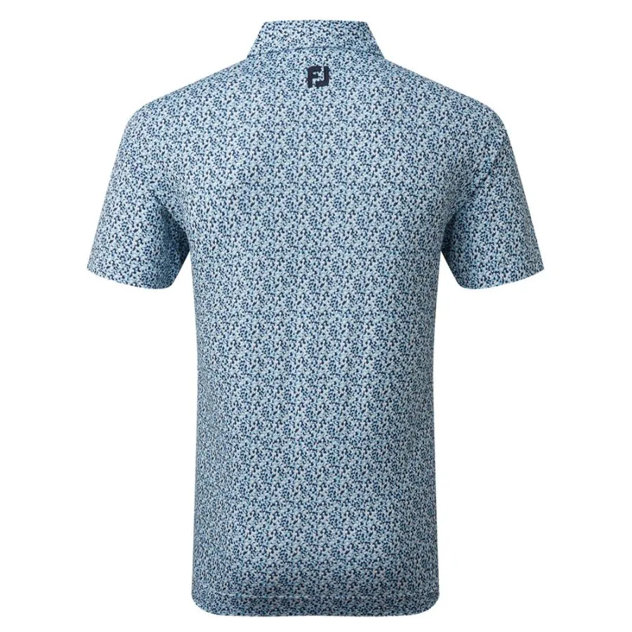 FootJoy Confetti Print Pique Golf Polo Shirt - Blue 4 FootJoy Confetti Print Pique Golf Polo Shirt - Blue - Image 2