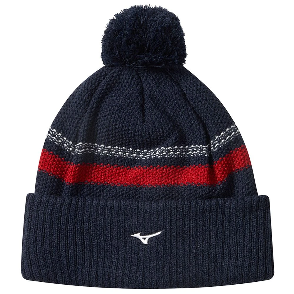 Mizuno Breath Thermo Knit Pom Pom Hat - Navy 3 Mizuno Breath Thermo Knit Pom Pom Hat - Navy